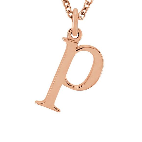 The Abbey Lower Case Initial 'p' Necklace in 14k Rose Gold, 16 Inch - Picture 1 of 3